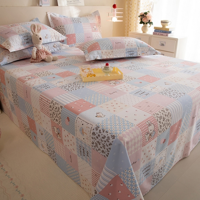 91家纺网 家纺一手货源 找家纺 八十八家纺2025新款全棉12868系列四件套单品床单 花点小兔