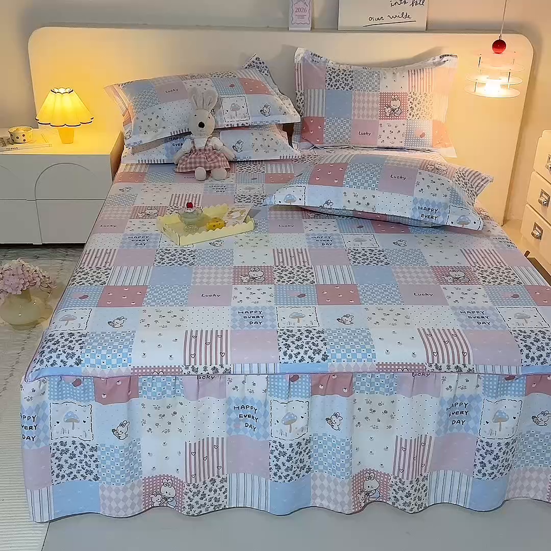 91家纺网 家纺一手货源 找家纺 八十八家纺2025新款全棉12868系列四件套单品床单 花点小兔