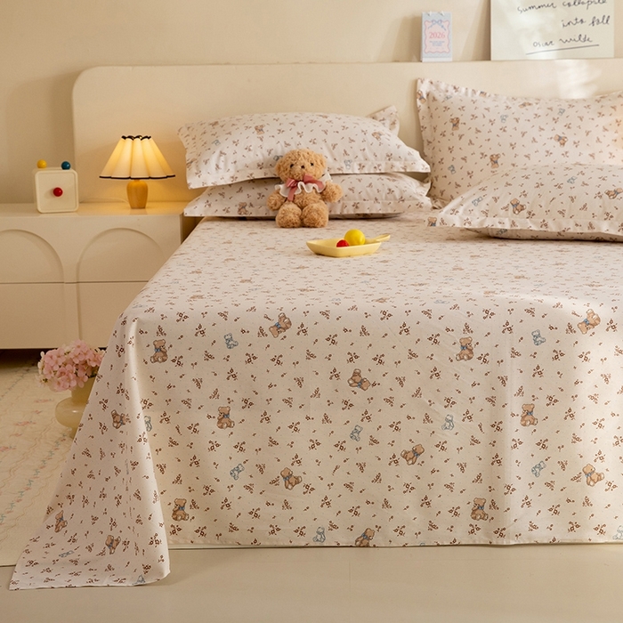 91家纺网 家纺一手货源 找家纺 八十八家纺2025新款全棉12868系列四件套单品床单 花间小熊