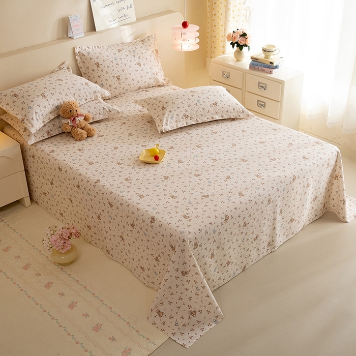 91家纺网 家纺一手货源 找家纺 八十八家纺2025新款全棉12868系列四件套单品床单 花间小熊