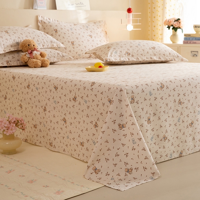 91家纺网 家纺一手货源 找家纺 八十八家纺2025新款全棉12868系列四件套单品床单 花间小熊