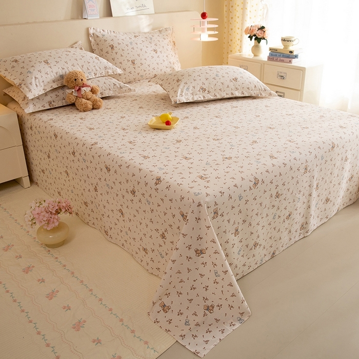 91家纺网 家纺一手货源 找家纺 八十八家纺2025新款全棉12868系列四件套单品床单 花间小熊