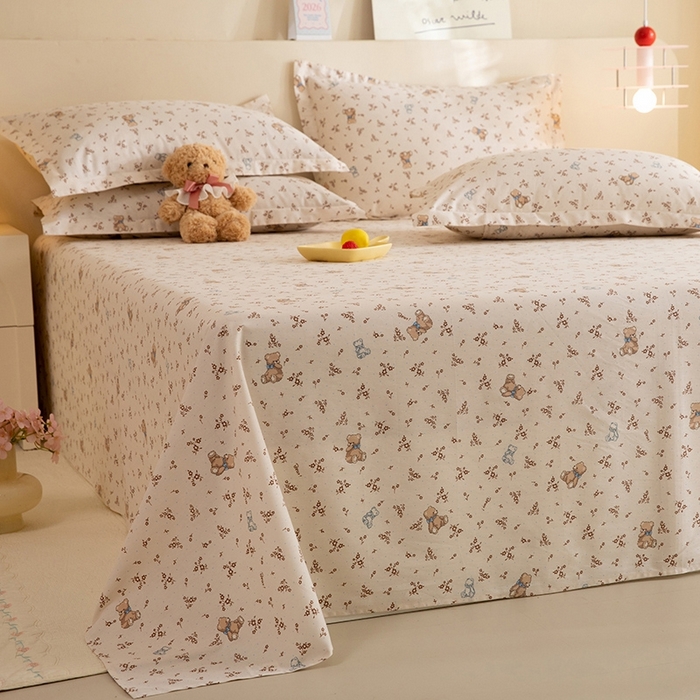 91家纺网 家纺一手货源 找家纺 八十八家纺2025新款全棉12868系列四件套单品床单 花间小熊