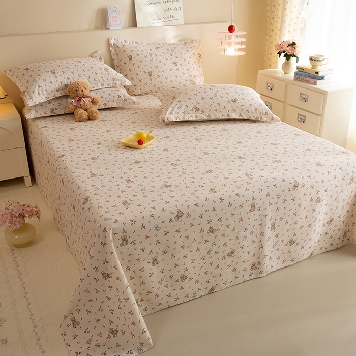 91家纺网 家纺一手货源 找家纺 八十八家纺2025新款全棉12868系列四件套单品床单 花间小熊