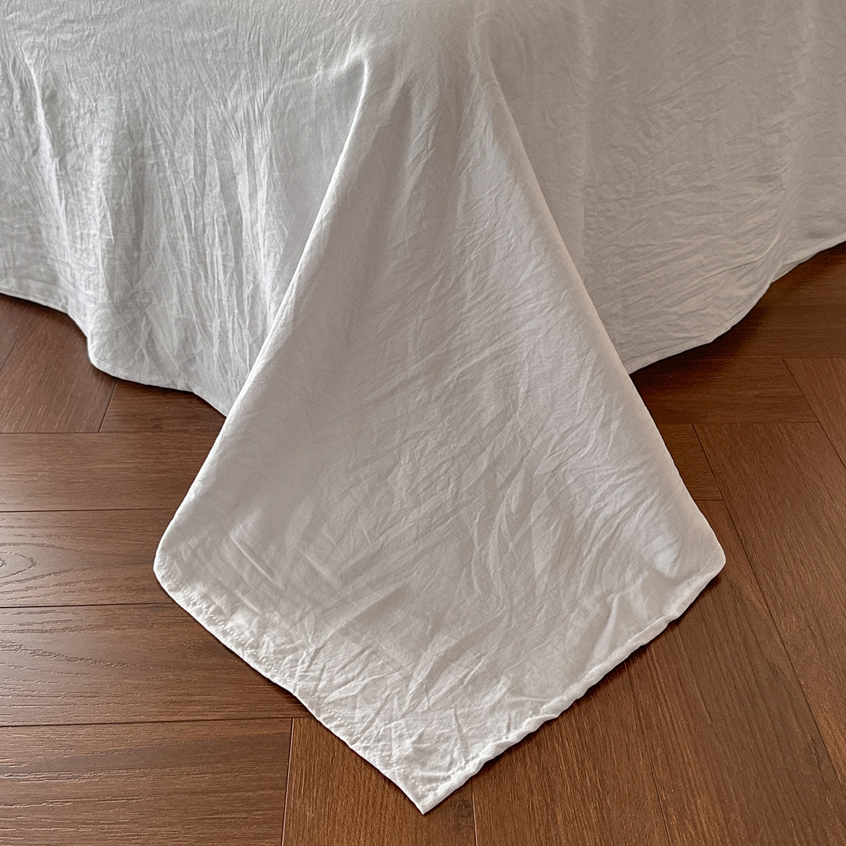 91家纺网 家纺一手货源 找家纺 你好美丽 2026春夏新款水洗棉拼接泡泡纱蝴蝶结花边工艺款四件套 -梦露 梦露灰