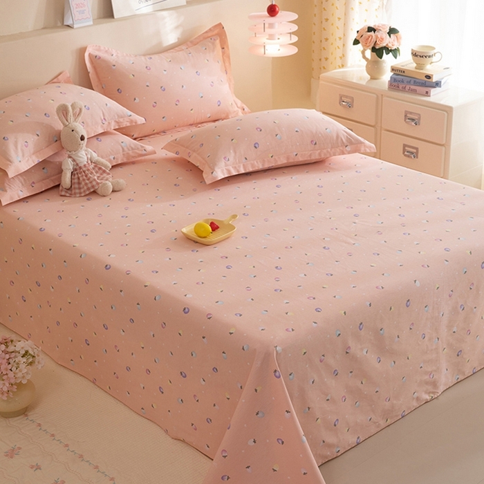 91家纺网 家纺一手货源 找家纺 八十八家纺2025新款全棉12868系列四件套单品床单 奶油草莓