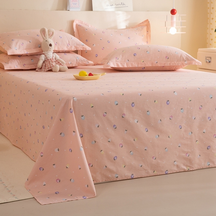 91家纺网 家纺一手货源 找家纺 八十八家纺2025新款全棉12868系列四件套单品床单 奶油草莓