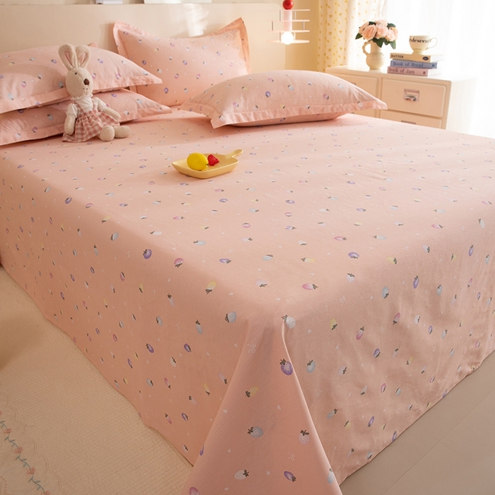 91家纺网 家纺一手货源 找家纺 八十八家纺2025新款全棉12868系列四件套单品床单 奶油草莓