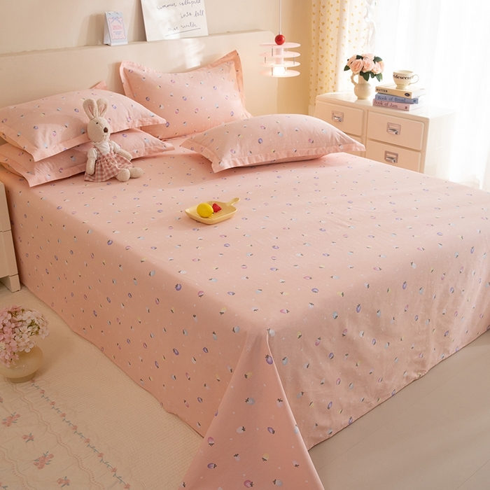 91家纺网 家纺一手货源 找家纺 八十八家纺2025新款全棉12868系列四件套单品床单 奶油草莓