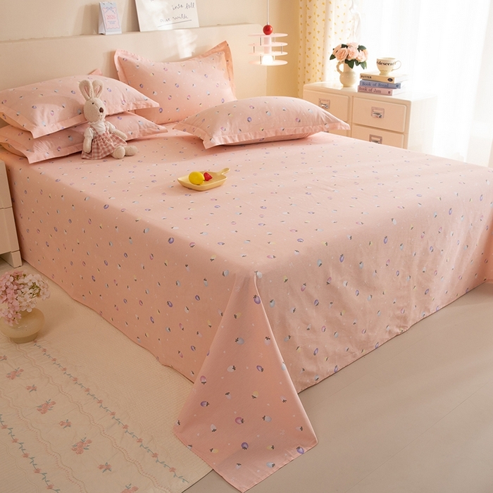 91家纺网 家纺一手货源 找家纺 八十八家纺2025新款全棉12868系列四件套单品床单 奶油草莓