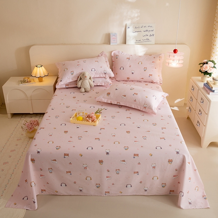 91家纺网 家纺一手货源 找家纺 八十八家纺2025新款全棉12868系列四件套单品床单 趣猫