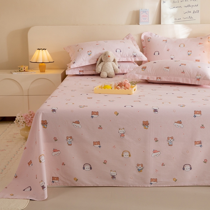 91家纺网 家纺一手货源 找家纺 八十八家纺2025新款全棉12868系列四件套单品床单 趣猫