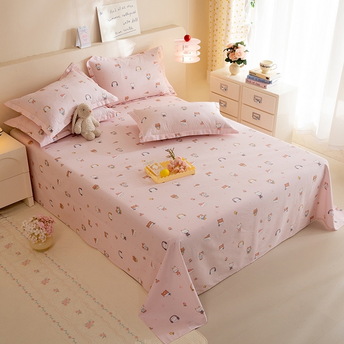 91家纺网 家纺一手货源 找家纺 八十八家纺2025新款全棉12868系列四件套单品床单 趣猫