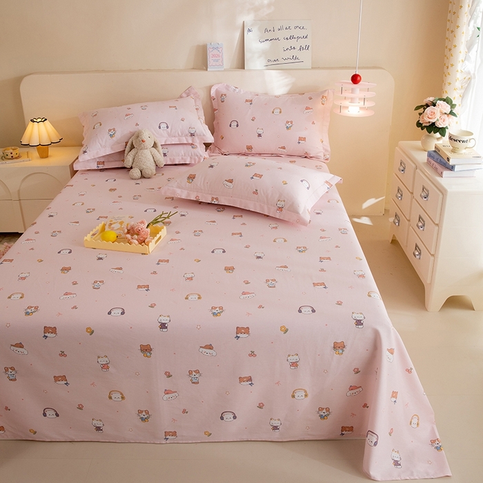 91家纺网 家纺一手货源 找家纺 八十八家纺2025新款全棉12868系列四件套单品床单 趣猫