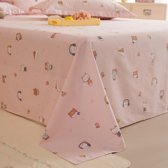 91家纺网 家纺一手货源 找家纺 八十八家纺2025新款全棉12868系列四件套单品床单 趣猫