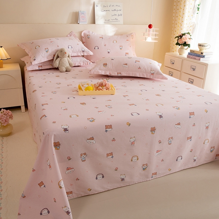 91家纺网 家纺一手货源 找家纺 八十八家纺2025新款全棉12868系列四件套单品床单 趣猫