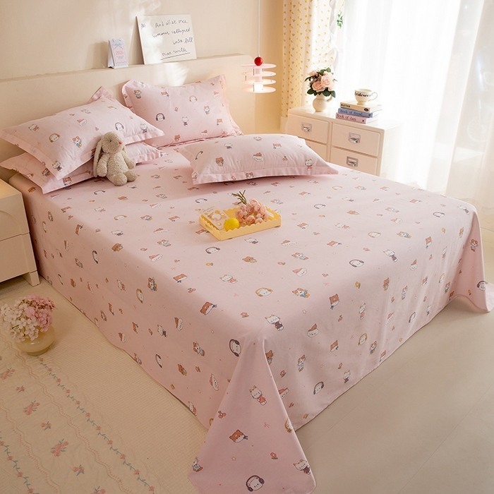 91家纺网 家纺一手货源 找家纺 八十八家纺2025新款全棉12868系列四件套单品床单 趣猫