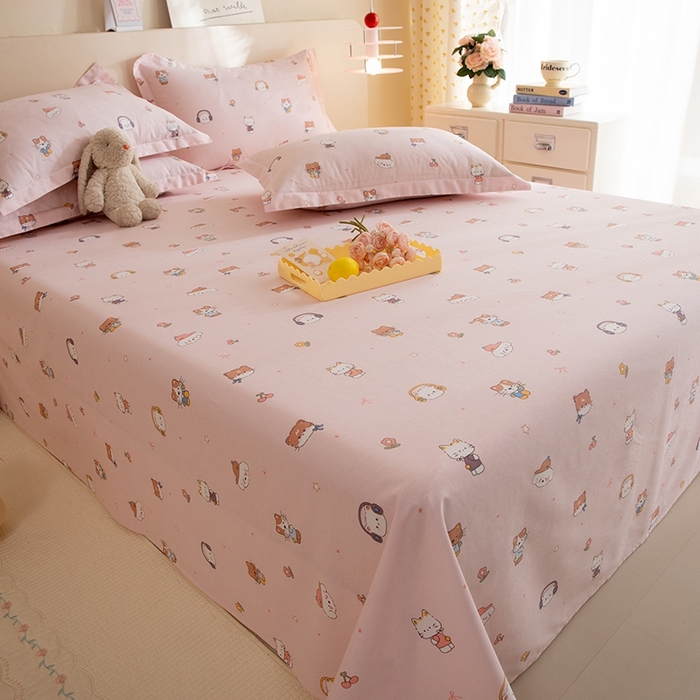 91家纺网 家纺一手货源 找家纺 八十八家纺2025新款全棉12868系列四件套单品床单 趣猫