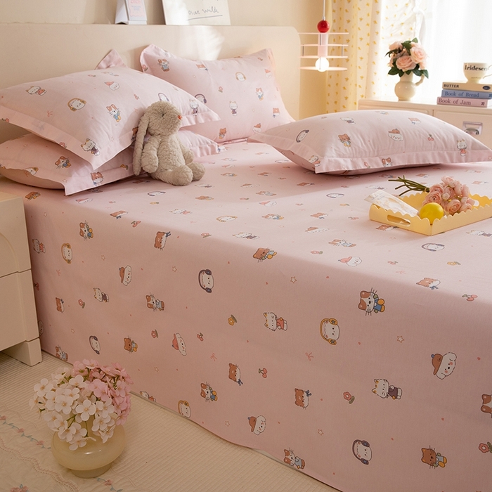 91家纺网 家纺一手货源 找家纺 八十八家纺2025新款全棉12868系列四件套单品床单 趣猫