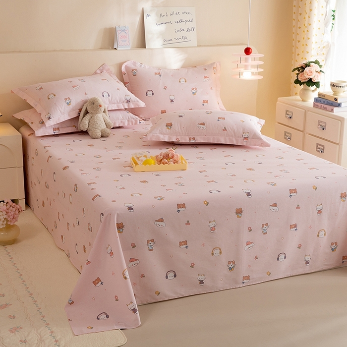 八十八家纺2025新款全棉12868系列四件套单品床单 趣猫