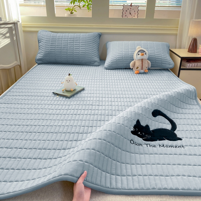 91家纺网 家纺一手货源 找家纺 （总）梦初语 2026新款水洗棉卡通刺绣夹棉床垫-200克夹棉-75克防滑底布（常年备货）