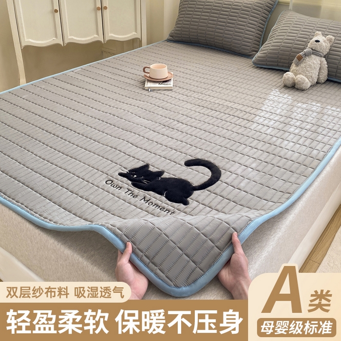 91家纺网 家纺一手货源 找家纺 （总）梦初语 2026新款水洗棉卡通刺绣夹棉床垫-200克夹棉-75克防滑底布（常年备货）