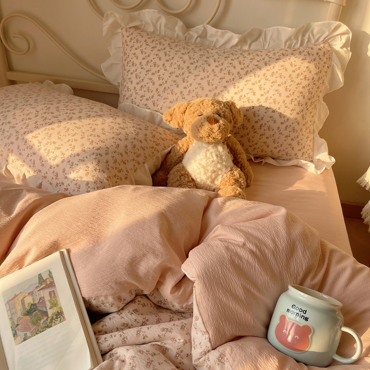 91家纺网 家纺一手货源 找家纺 （总）美乐迪家纺 2026新款云感双层纱花边四件套