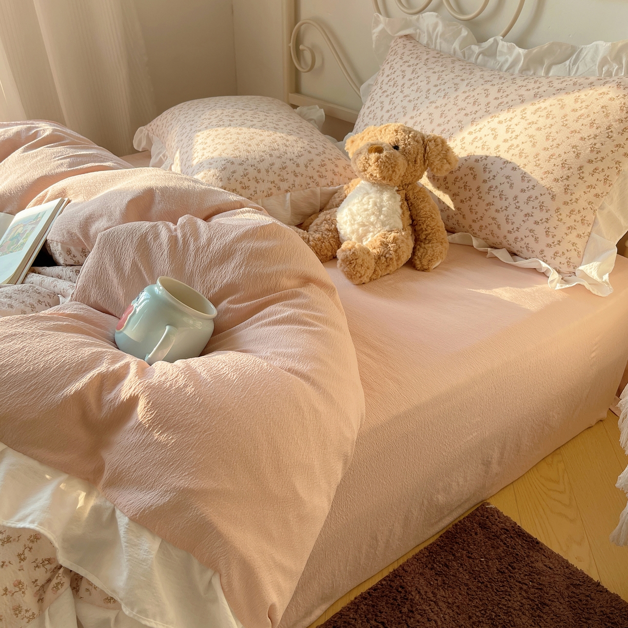 91家纺网 家纺一手货源 找家纺 （总）美乐迪家纺 2026新款云感双层纱花边四件套