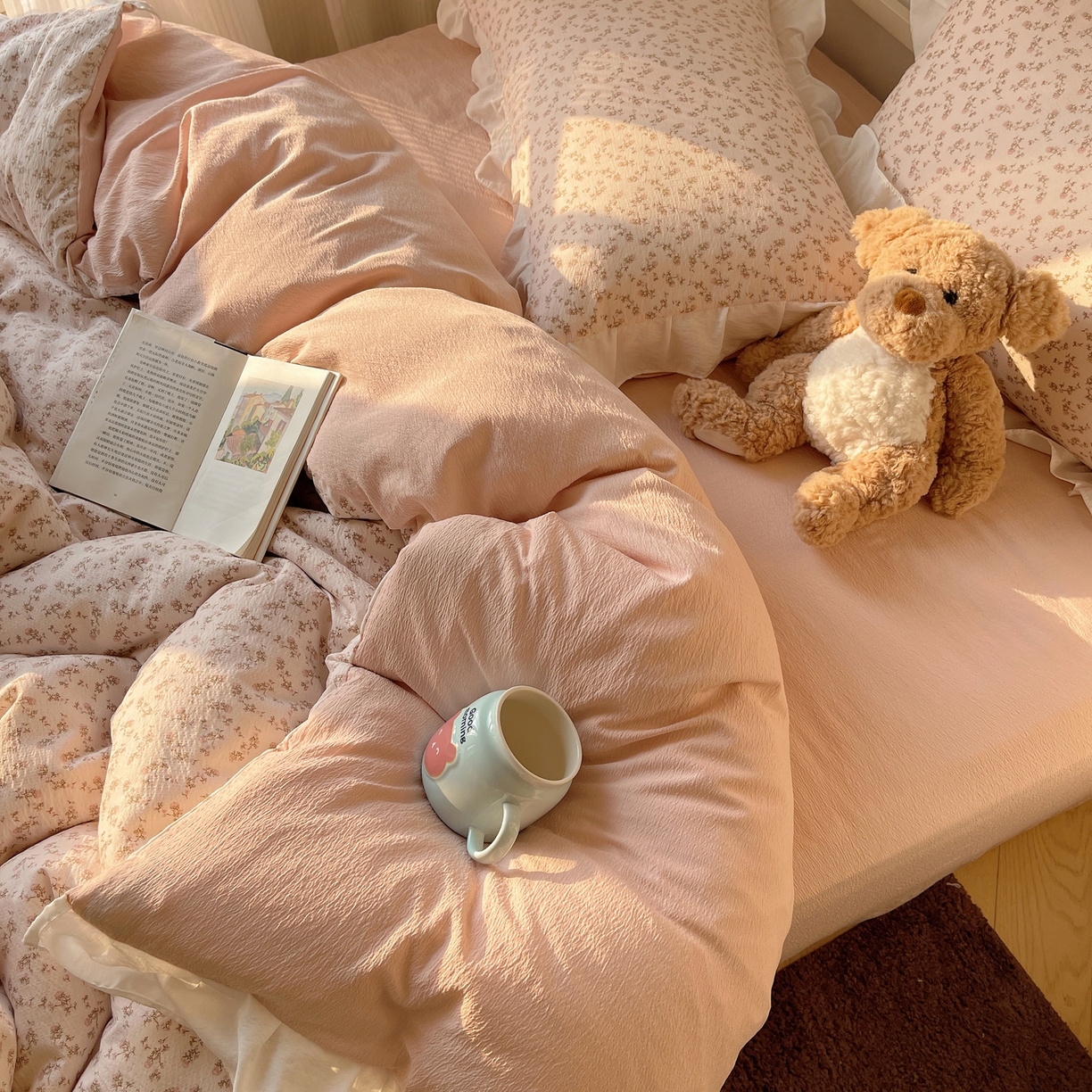 91家纺网 家纺一手货源 找家纺 （总）美乐迪家纺 2026新款云感双层纱花边四件套