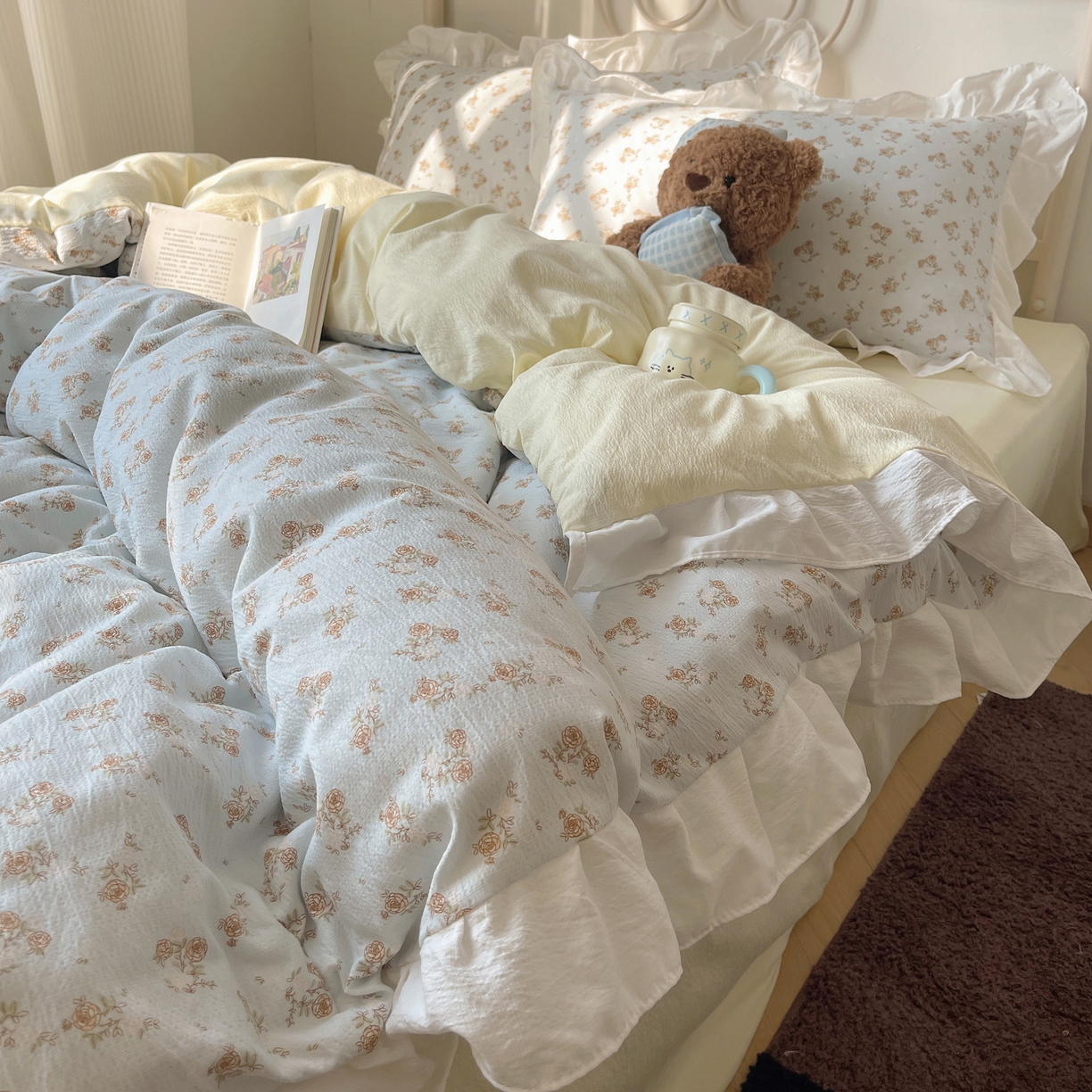 91家纺网 家纺一手货源 找家纺 （总）美乐迪家纺 2026新款云感双层纱花边四件套