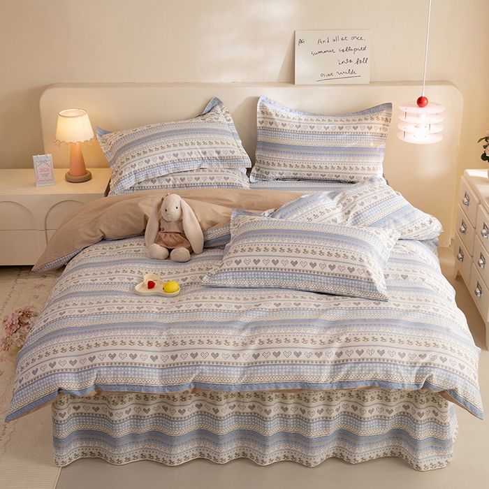 91家纺网 家纺一手货源 找家纺 八十八家纺 2025新款全棉12868床裙款四件套 心软曲奇