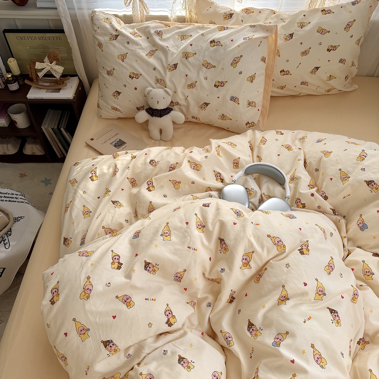 91家纺网 家纺一手货源 找家纺 （总）原素 2026新款小清新水洗双层纱四件套