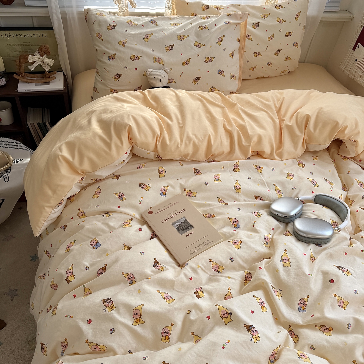 91家纺网 家纺一手货源 找家纺 （总）原素 2026新款小清新水洗双层纱四件套