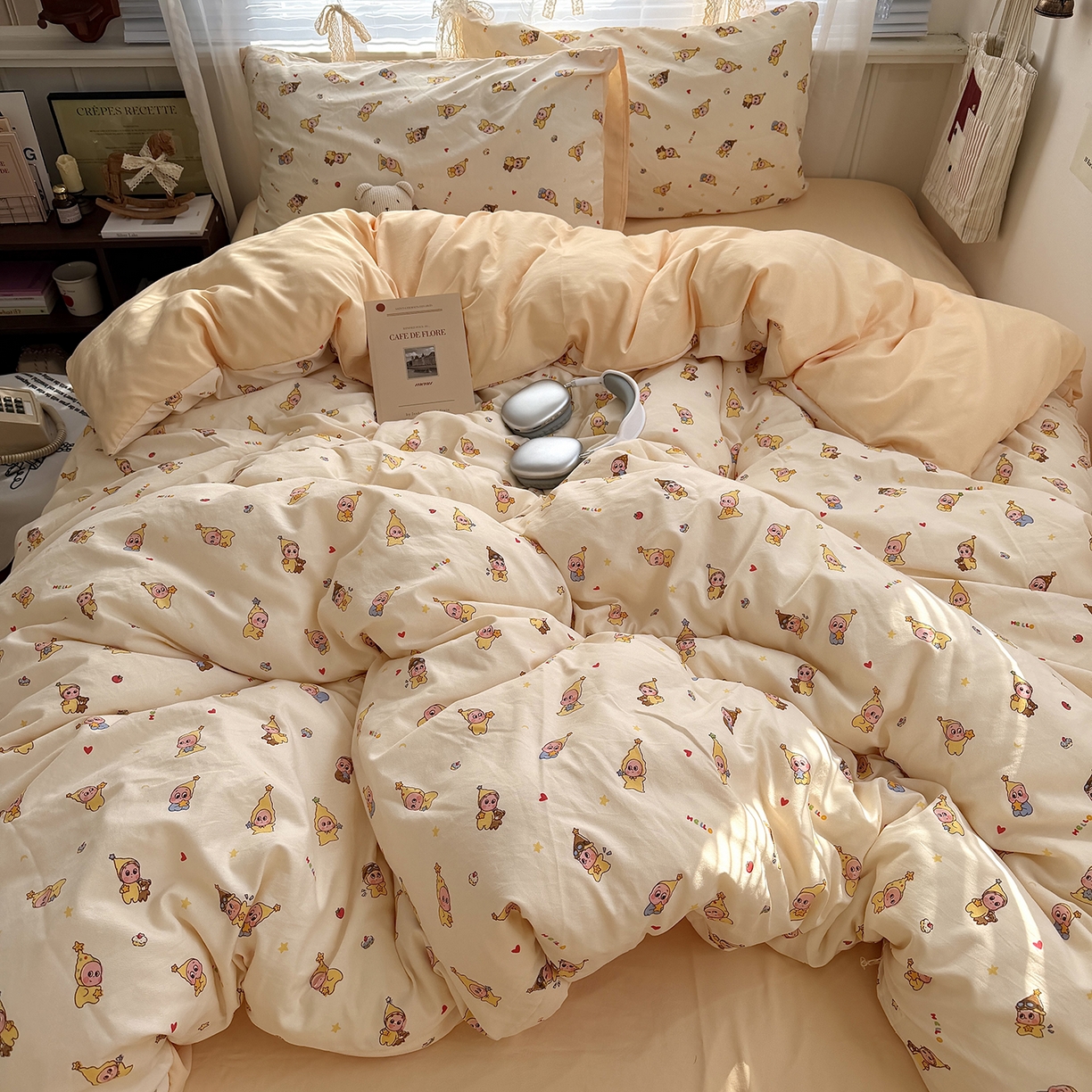 91家纺网 家纺一手货源 找家纺 （总）原素 2026新款小清新水洗双层纱四件套