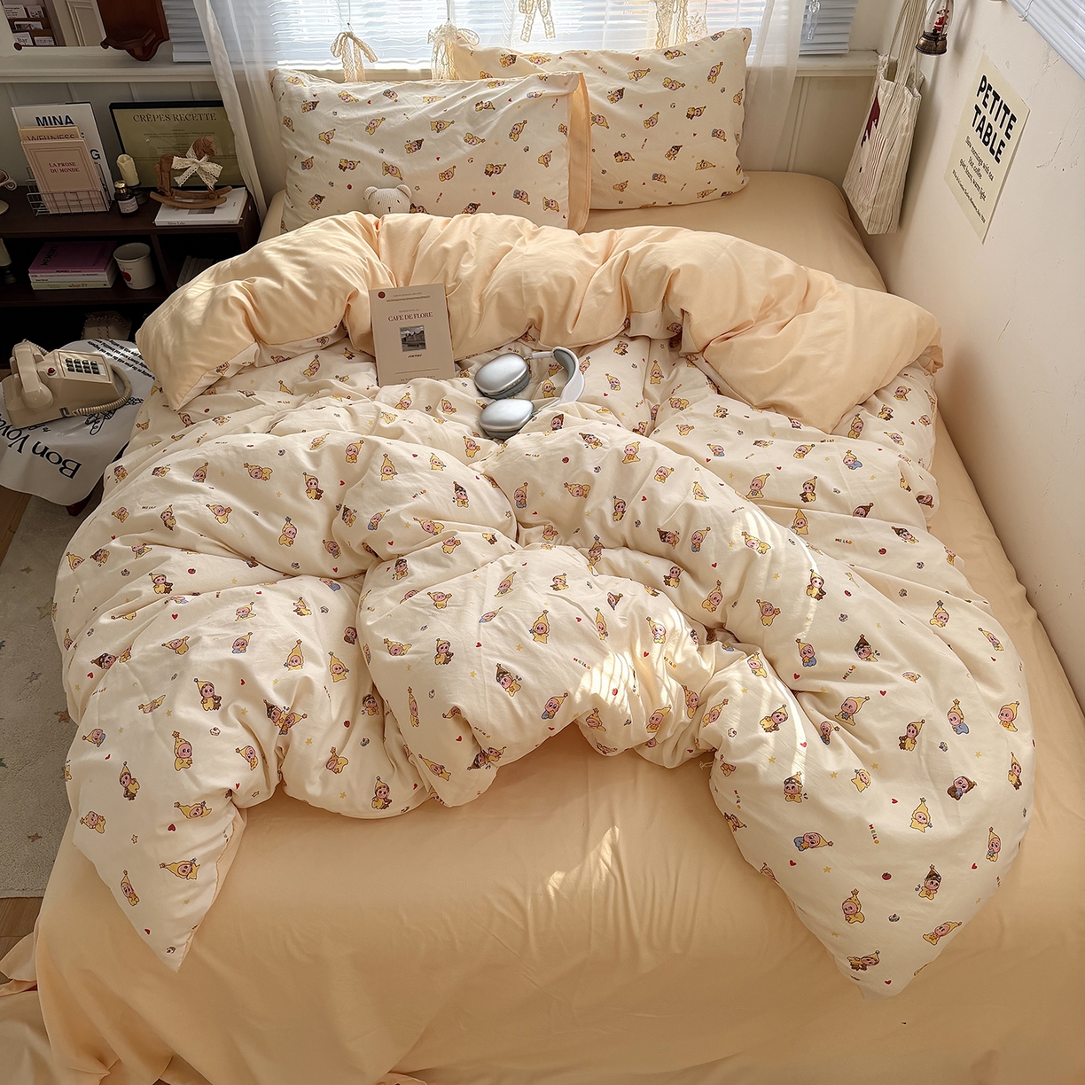 91家纺网 家纺一手货源 找家纺 （总）原素 2026新款小清新水洗双层纱四件套