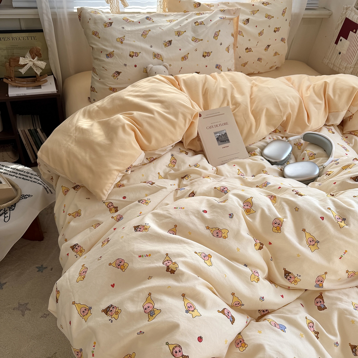 91家纺网 家纺一手货源 找家纺 （总）原素 2026新款小清新水洗双层纱四件套