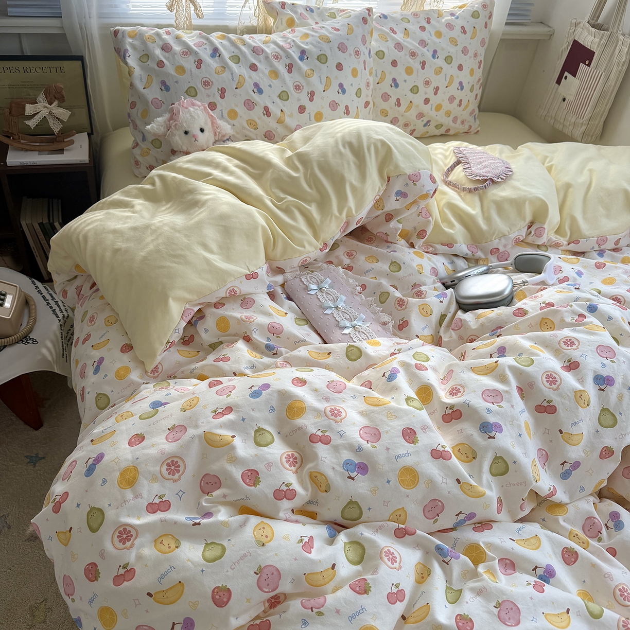 91家纺网 家纺一手货源 找家纺 （总）原素 2026新款小清新水洗双层纱四件套