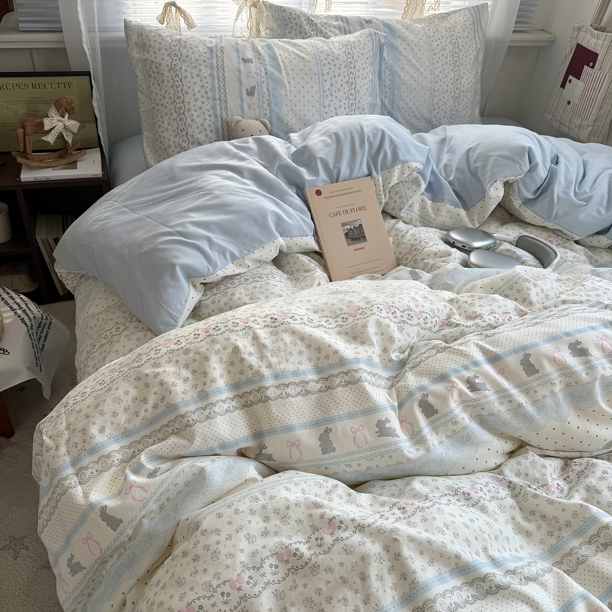 91家纺网 家纺一手货源 找家纺 （总）原素 2026新款小清新水洗双层纱四件套