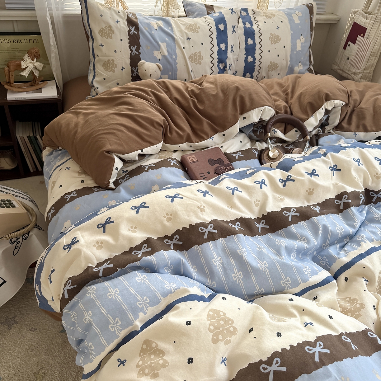 91家纺网 家纺一手货源 找家纺 （总）原素 2026新款小清新水洗双层纱四件套