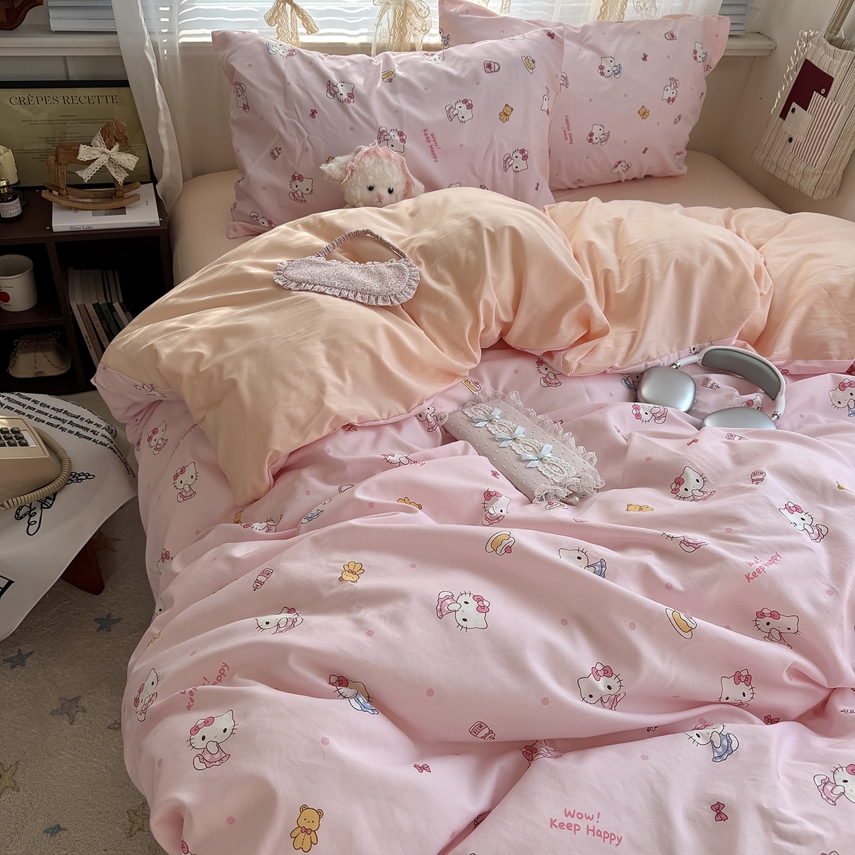 91家纺网 家纺一手货源 找家纺 （总）原素 2026新款小清新水洗双层纱四件套