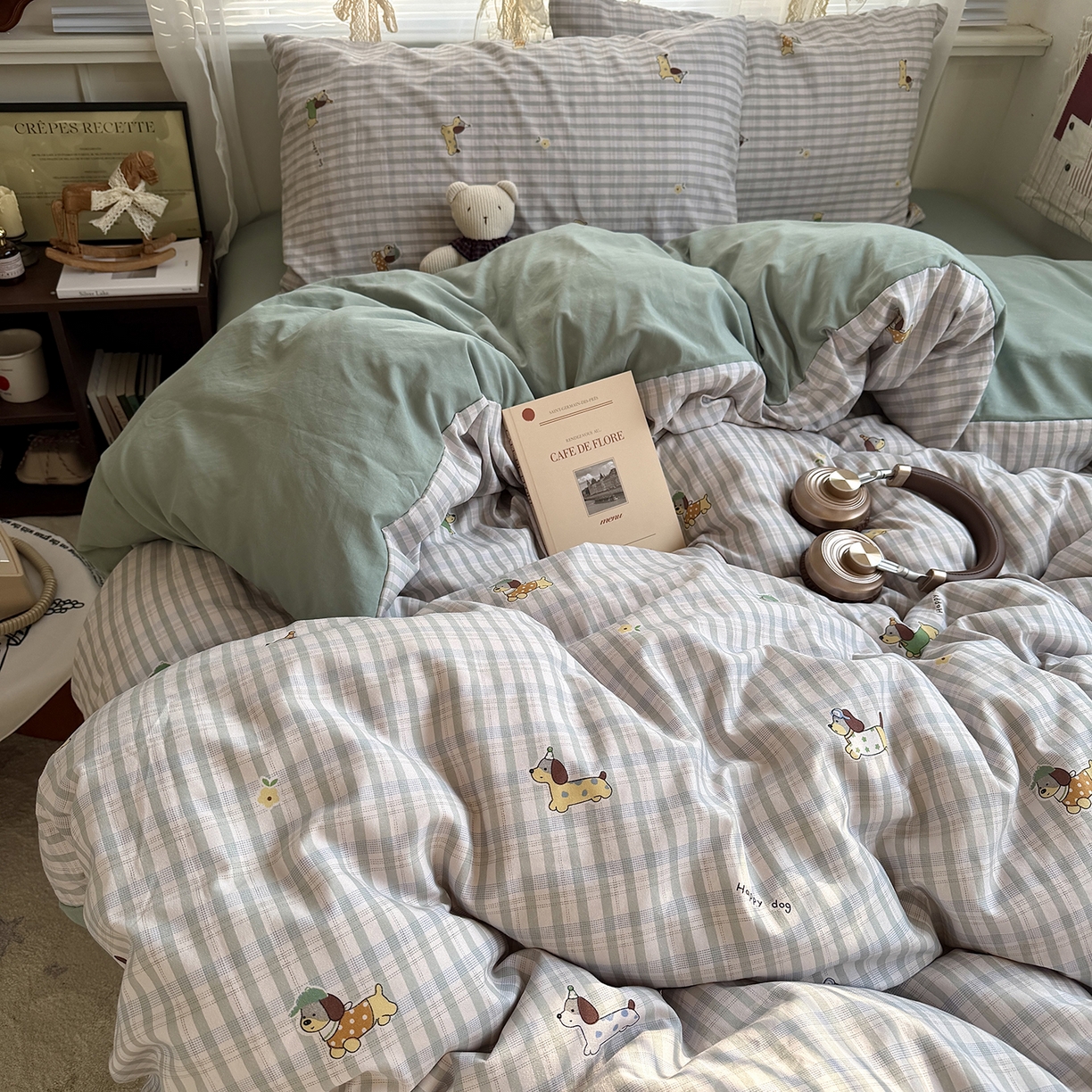 91家纺网 家纺一手货源 找家纺 （总）原素 2026新款小清新水洗双层纱四件套