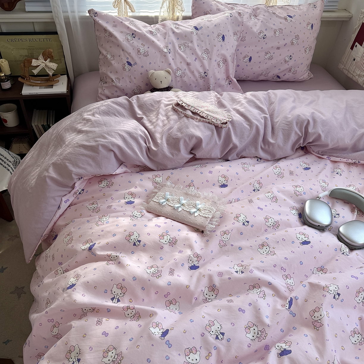 91家纺网 家纺一手货源 找家纺 原素 2026新款小清新水洗双层纱四件套 芭蕾kt