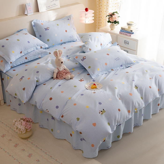 91家纺网 家纺一手货源 找家纺 八十八家纺 2025新款全棉12868床裙款四件套 布丁