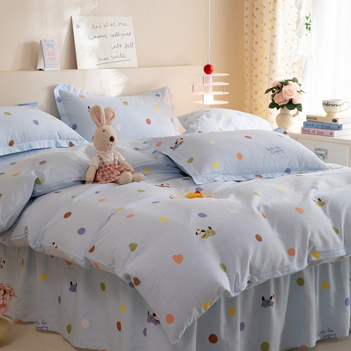 91家纺网 家纺一手货源 找家纺 八十八家纺 2025新款全棉12868床裙款四件套 布丁