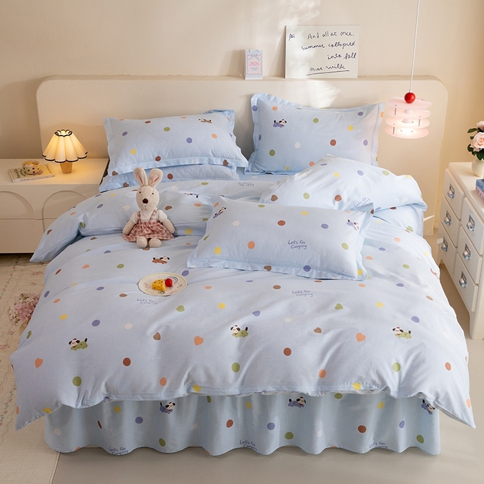 八十八家纺 2025新款全棉12868床裙款四件套 布丁