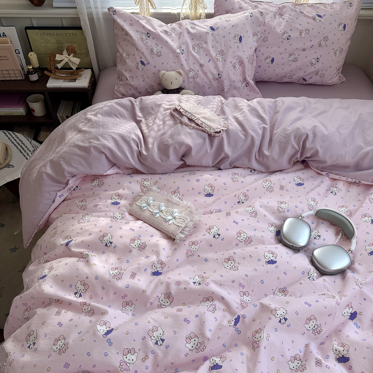 91家纺网 家纺一手货源 找家纺 原素 2026新款小清新水洗双层纱四件套 芭蕾kt