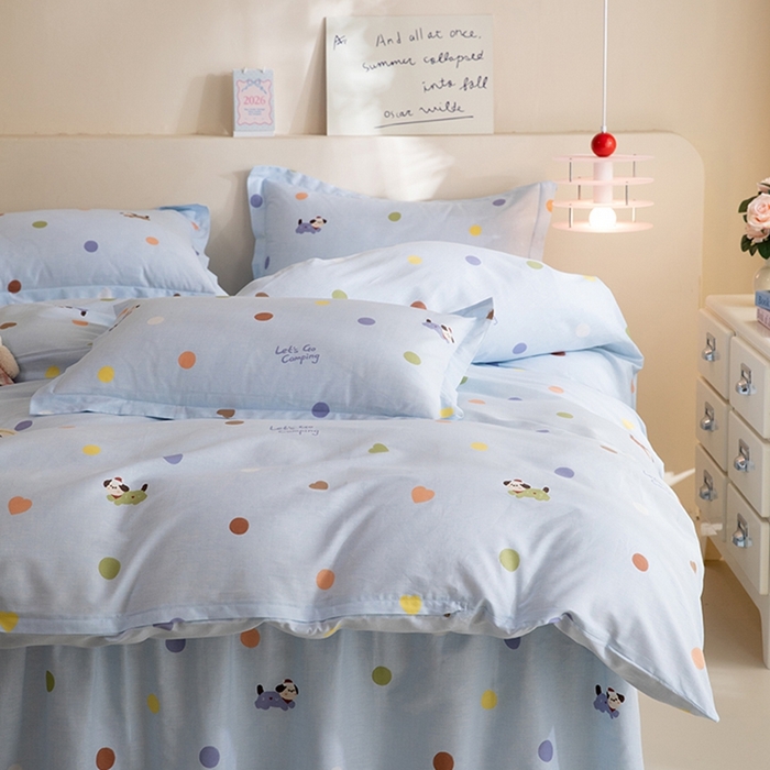 91家纺网 家纺一手货源 找家纺 八十八家纺 2025新款全棉12868床裙款四件套 布丁