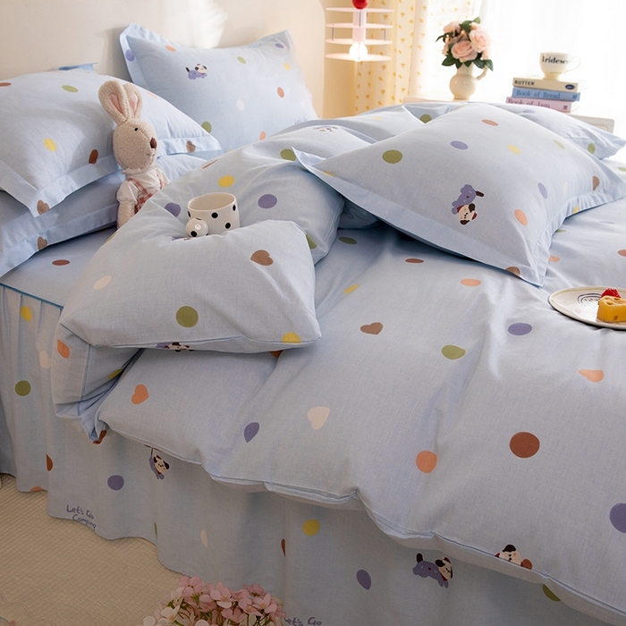 91家纺网 家纺一手货源 找家纺 八十八家纺 2025新款全棉12868床裙款四件套 布丁