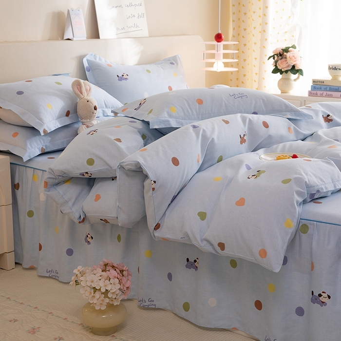 91家纺网 家纺一手货源 找家纺 八十八家纺 2025新款全棉12868床裙款四件套 布丁