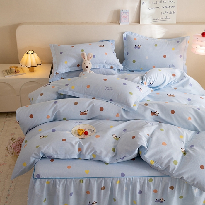 91家纺网 家纺一手货源 找家纺 八十八家纺 2025新款全棉12868床裙款四件套 布丁